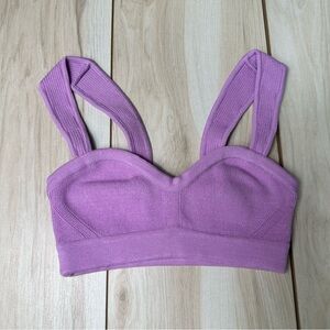 GSTQ Ribbed Knit Bustier Bra Top - Lilac Whisper Purple MSRP $104 New Size  XS/S